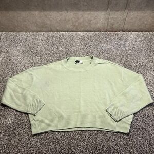 Women's Cropped Sweater Sea Mist Green Knit Pullover Party Top Y2K Trendy